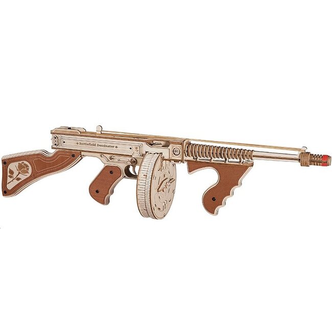 DIY Creations 3D Houten Puzzel Submachine Gun, Robotime, LQB01, 70x14x18cm