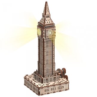 DIY Creations Mr. Playwood 3D Houten Puzzel, Big Ben met LED verlichting, 10206, 18,5x16x40cm
