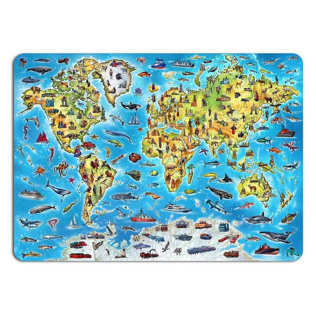 DIY Creations Houten Legpuzzel World Map in kleur, Eco Wood Art, 3038, 55x39x0,5cm