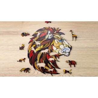 DIY Creations Eco Wood Art Houten Legpuzzel, Leeuw/ Lion, 1126, 31x28x0,5cm Wooden Box