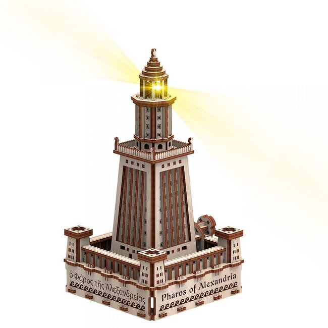 DIY Creations Mr. Playwwod 3D Houten Puzzel Lighthouse Alexandria incl. verlichting, 10208, 18,5x16x29,8cm