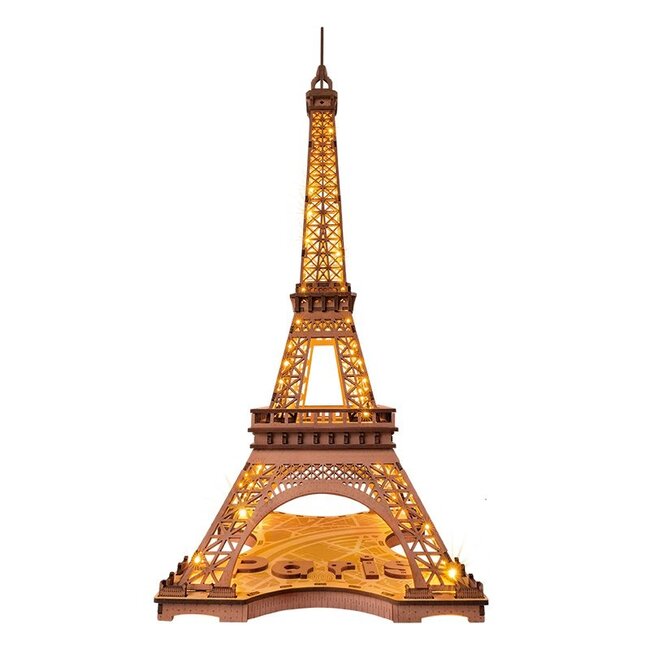 DIY Creations 3D Houten Puzzel Night of the Eiffeltoren, Robotime, TGL01, 22x21,3x53cm