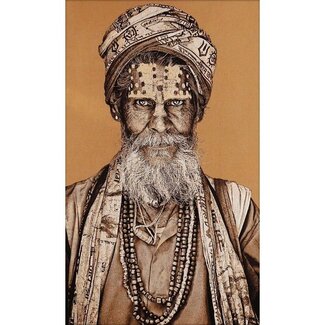 MONDiART Gobelin geweven wandtapijt 120/180 Bandu Baba Sand WH1830 opgespannen op een spieraam