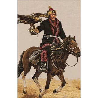 MONDiART Gobelin geweven wandtapijt 120/180 Adelaarsjager op paard WH1887 gespannen op een draagbalk