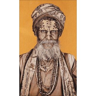 MONDiART Gobelin geweven wandtapijt 120/180 Bandu Baba Oker WH1826 gespannen op een spieraam