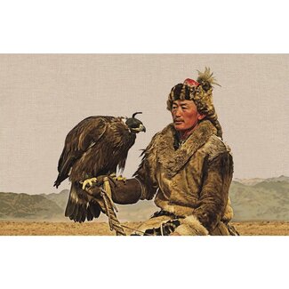 MONDiART Gobelin geweven wandtapijt 120/180 Eagle Hunter WH1888 opgespannen op een spieraam