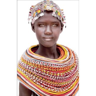 MONDiART Gobelin geweven wandtapijt 120/180 Samburu Girl White WH1743 uitgerekt op een draagbalk
