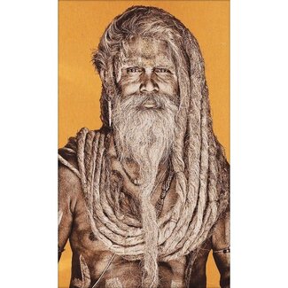 MONDiART Gobelin geweven wandtapijt 120/180 Gangadas Baba Ochre WH1824 uitgerekt op een spieraam