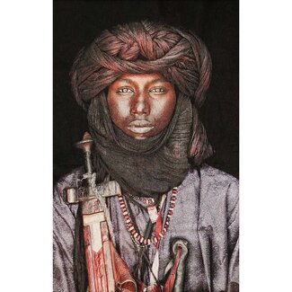 MONDiART Gobelin geweven wandtapijt 120/180 Dawo fulani stam WH1957 Uitgerekt
