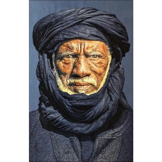 MONDiART Gobelin geweven wandtapijt 120/180 Tuarag Man Blauw WH2166 Uitgerekt