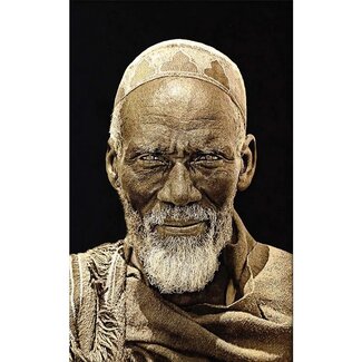 MONDiART Gobelin geweven wandtapijt 75/125 Ethiopische Nomad Zwart WH2184 Uitgerekt