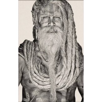 MONDiART Gobelin geweven wandtapijt 75/125 Gangadas Baba Zwart/Wit WH2023 Gespannen