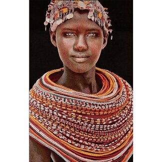 MONDiART Gobelin geweven wandtapijt 80/120 Samburu Girl Zwart WH1765 Uitgerekt