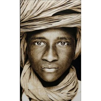 MONDiART Gobelin geweven wandtapijt 75/125 Toeareg Boy Mali WH1708 Uitgerekt