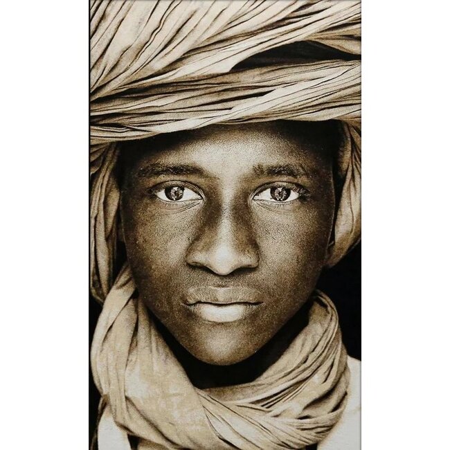 MONDiART Gobelin geweven wandtapijt 75/125 Toeareg Boy Mali WH1708 Uitgerekt