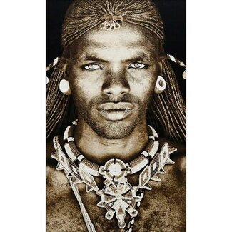MONDiART Gobelin geweven wandtapijt 75/125 Samburu Warrior Kenia WH1709 Uitgerekt