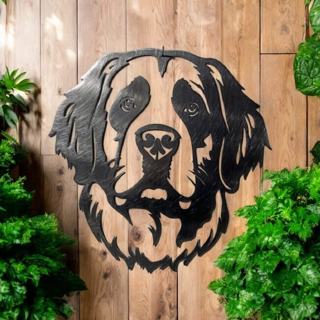 Siermetaal Wanddecoratie metaal hond Sint Bernard 33 cm