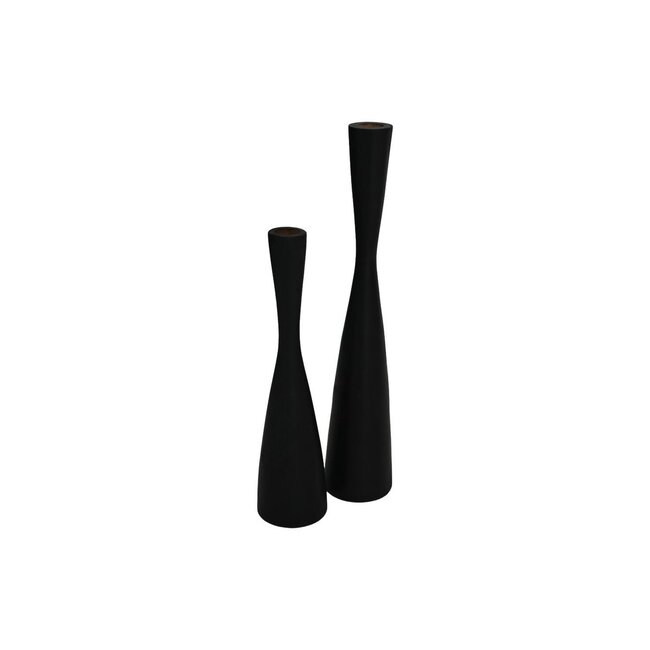 HSM Collection Kandelaar Set van 2 - ø8X32/ø8X42 - Zwart - Teak