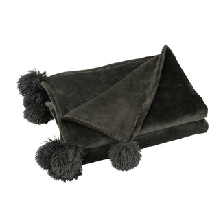 J-Line Geruite Pompom Polyester Zwart