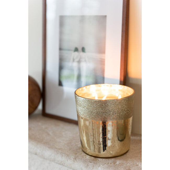 J-Line Geurkaars Deluxe Glas Goud Medium