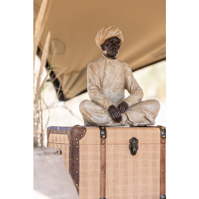 J-Line Indiase figuur zittend poly beige/bruin medium