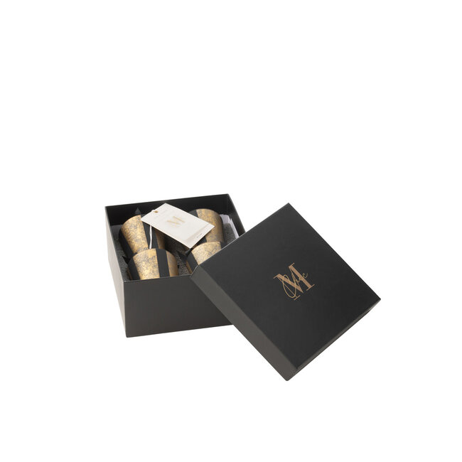 J-Line Doos met 4 geurkaarsen M-Chic Glas Goud/Zwart-20H