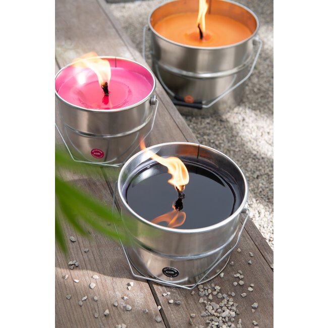 J-Line Buiten Kaars Verf Ikoko Pot Metaal/Wax Oranje Groot 135H