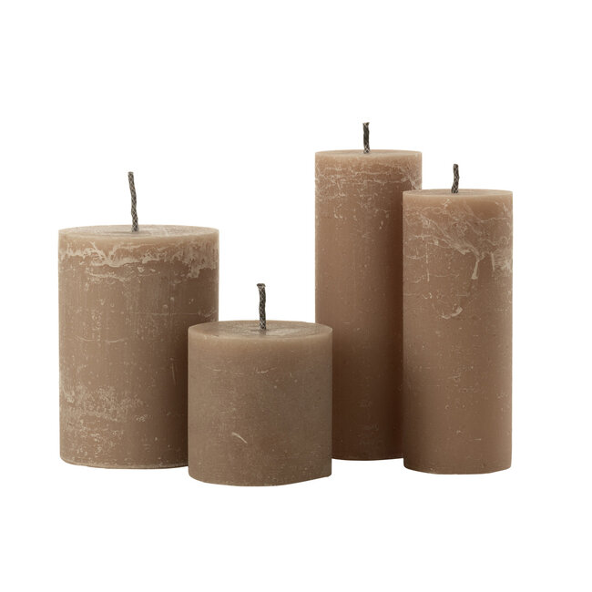 J-Line Buitenkaars Pilaar Paraffine Taupe Extra Groot-50Uren