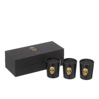 J-Line Doos met 3 geurkaarsen Skull Nuit Noire-16Hours