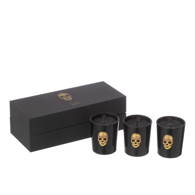 J-Line Doos met 3 geurkaarsen Skull Nuit Noire-16Hours