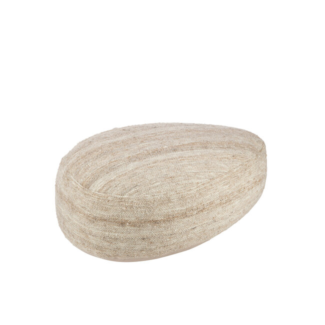 J-Line Poef Steen Semi-Effen Weefsel Wol Beige