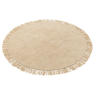 J-Line Tapijt Rond+Franjes Licht Beige