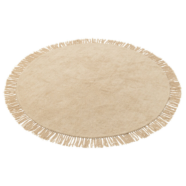 J-Line Tapijt Rond+Franjes Licht Beige