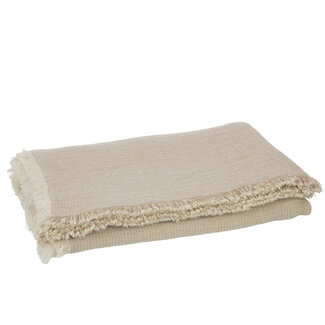 J-Line Plaid Franjes Katoenen Mousseline Donkerbeige