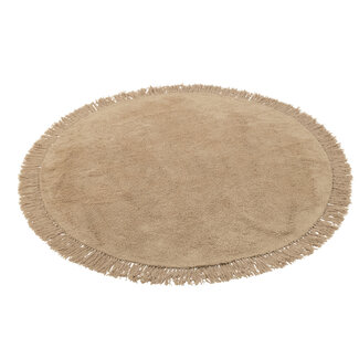 J-Line Tapijt Rond+Franjes Donkerbeige