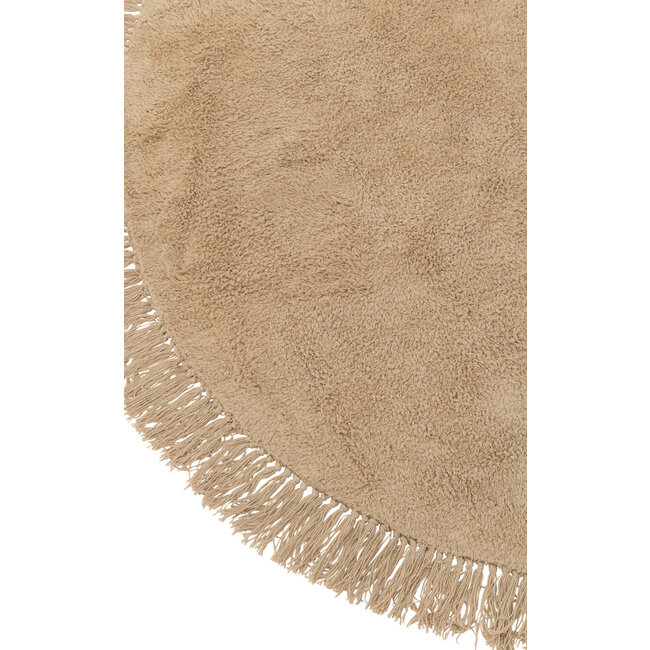 J-Line Tapijt Rond+Franjes Donkerbeige