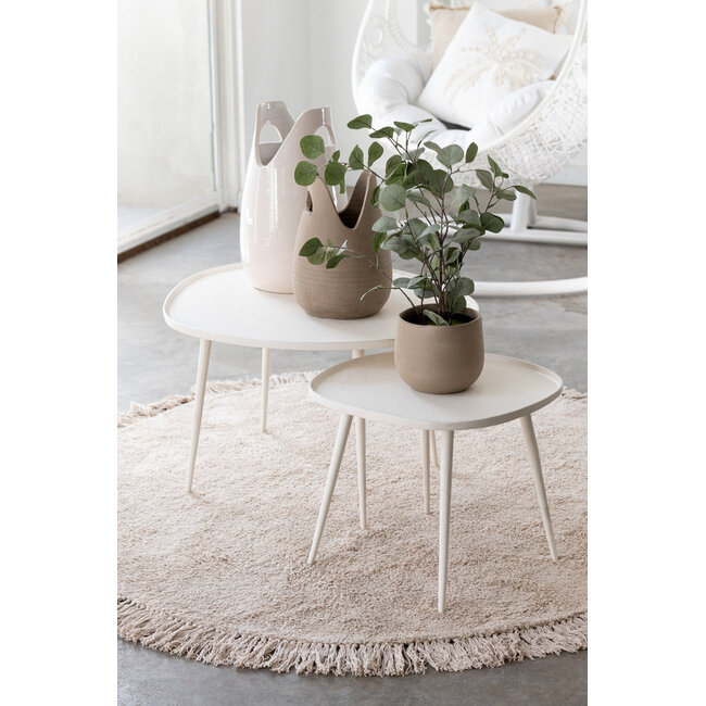 J-Line Tapijt Rond+Franjes Licht Beige