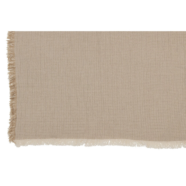 J-Line Plaid Franjes Katoenen Mousseline Donkerbeige