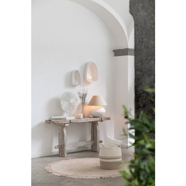 J-Line Tapijt Rond+Franjes Licht Beige