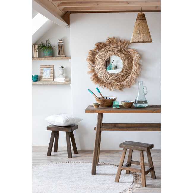 J-Line Tapijt Rond+Franjes Licht Beige