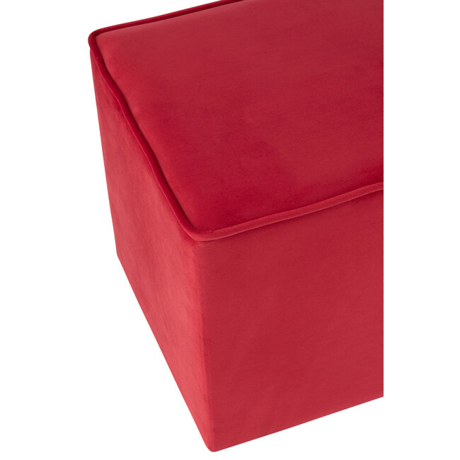 J-Line Poef Kubus Fluweel Framboos