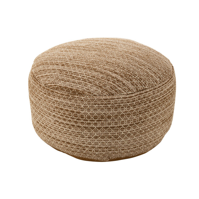 J-Line Poef Rond Vierkant Buiten Polyester Bruin/Wit