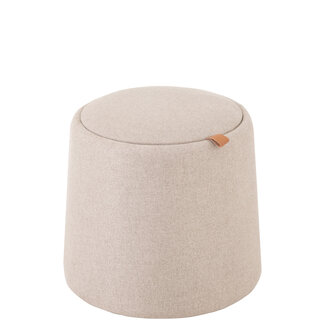 J-Line Poef/Bijzettafel Rond Textiel/Hout Beige