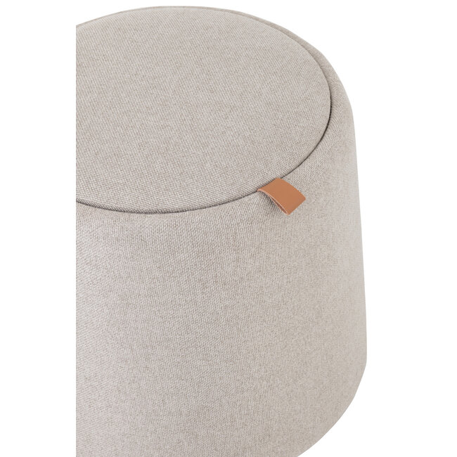 J-Line Poef/Bijzettafel Rond Textiel/Hout Beige