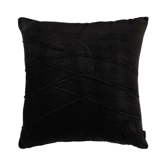 Linen & More Uneven pintuck black cushion 45 x 45 cm