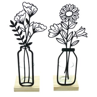Dream-Living Theelichten set van 2 Metalen Bloemen 27x8x7cm