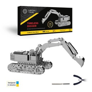 Time for Machine 3D Metalen Bouwpakket, Tireless Digger, Metal Time, MT043, 13,5x11,5x7cm