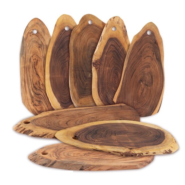 Dream-Living Boomschijf Serveerplank 8-delig Set - Acacia Massief Hout - 34 x 16 x 2 cm