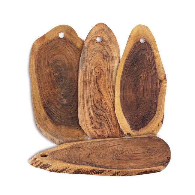 Dream-Living Boomschijf Serveerplank 4-delig Set - Acacia Massief Hout - 52 x 24 x 2 cm