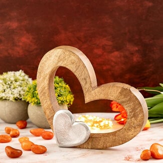 Dream-Living Decoratief Mangohouten Hart – 27x21 cm